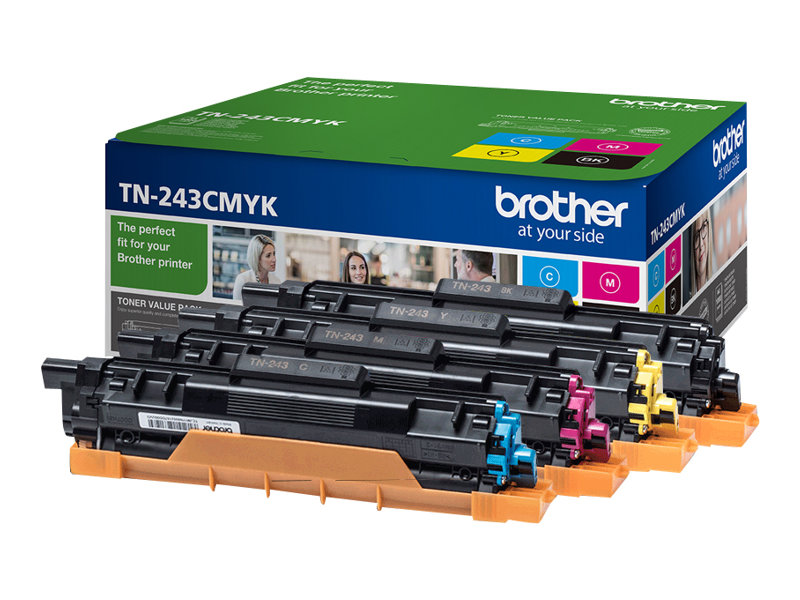 Brother TN-243CMYK, Toner Value Pack | Brother TN243CMYK | Brother TN243CMYK Value Pack - 4-pack - black, yellow, cyan, magenta - original - toner cartridge | Toner cartridge | Black, yellow, cyan, magenta - Image 9