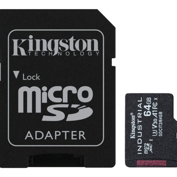 Kingston | UHS-I | 64 GB | microSDHC/SDXC Industrial Card | Flash memory class Class 10, UHS-I, U3, V30, A1 | SD Adapter