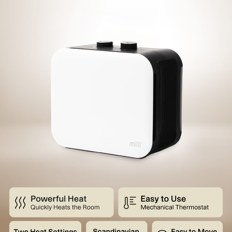 Mill | Compact PTC Fan Heater | CUS1800MECW | PTC Fan | 1800 W | Number of power levels 3 | Suitable for rooms up to 10-30 m² | White