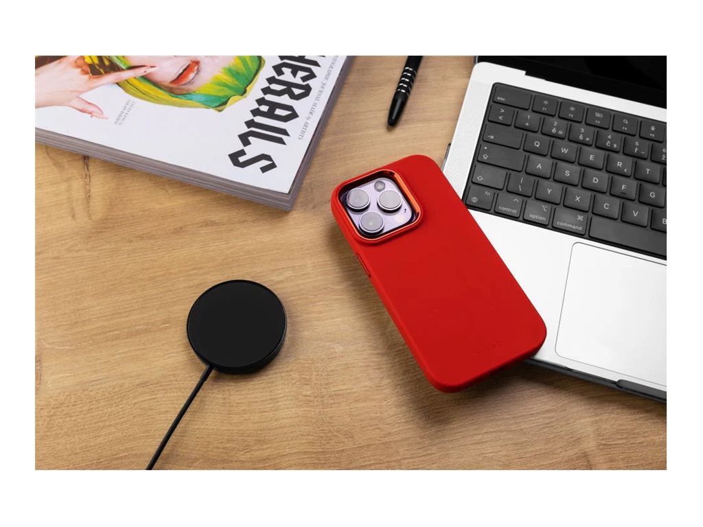 Fixed | MagFlow | Back cover | Apple | iPhone 15 Plus | Liquid silicon | Red - Image 6