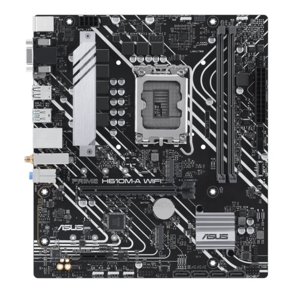 Asus | Processor family Intel H610 | Processor socket 1 x LGA1700 Socket | 2 DIMM slots - DDR5, non-ECC, unbuffered | Supported hard disk drive interfaces SATA-600, 1 x M.2 | Number of SATA connectors 4