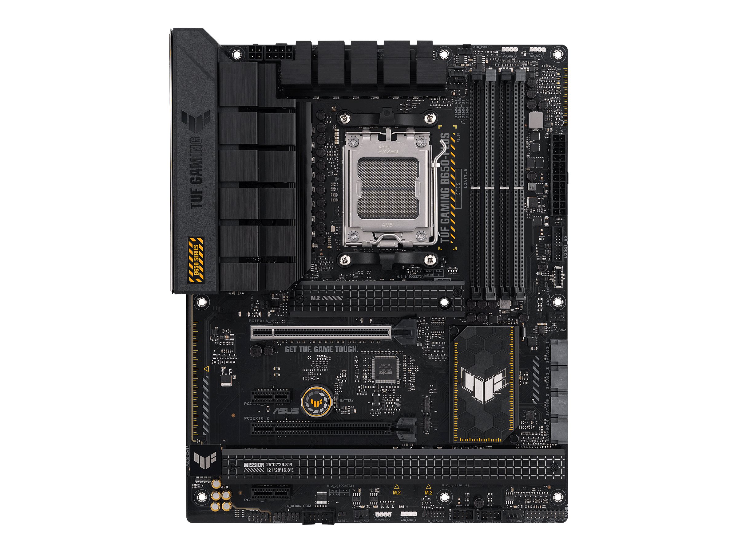 Asus | TUF Gaming B650-Plus - motherboard - ATX | Processor family AMD B650 | Processor socket 1 x Socket AM5 | 4 DIMM slots - DDR5, non-ECC, ECC, on-die ECC, unbuffered | Memory slots 4 | Supported hard disk drive interfaces SATA-600 (RAID), 3 x M.2 | Number of SATA connectors 4