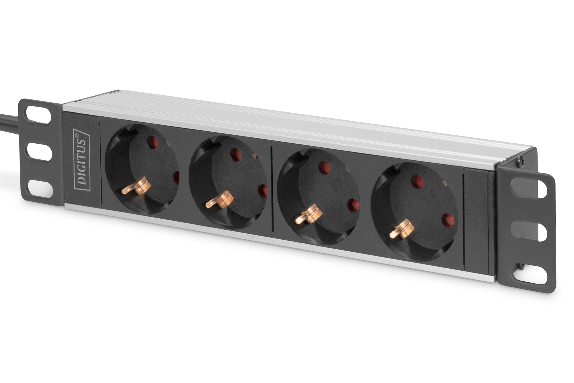 10” Socket Strip with Aluminum Profile, 4-way safety sockets | DN-95418