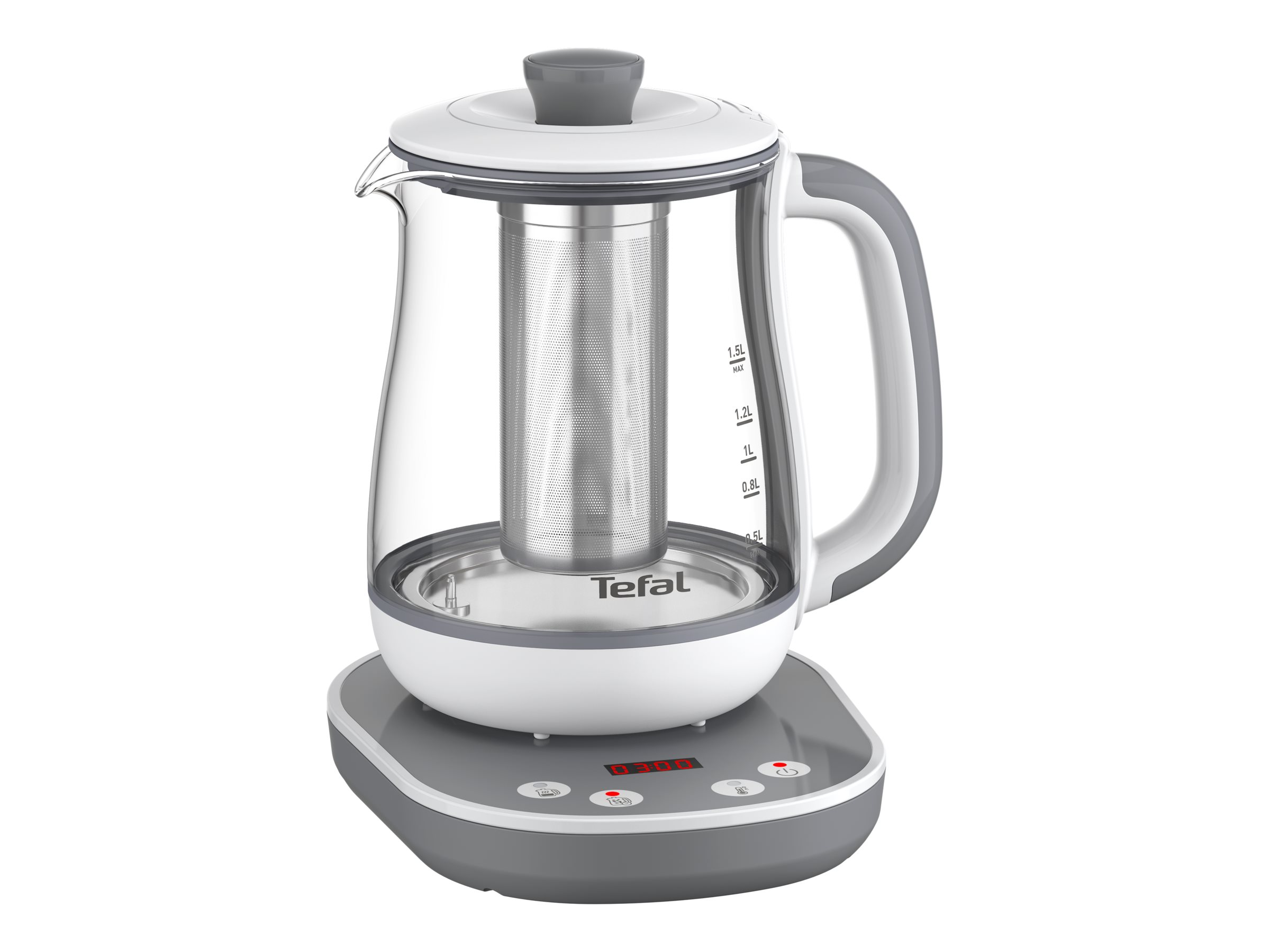 TEFAL Tastea Kettle | BJ551B10 | Tea Kettle | 1400 W | 1.5 L | Glass | 360° rotational base | Grey/White - Image 2