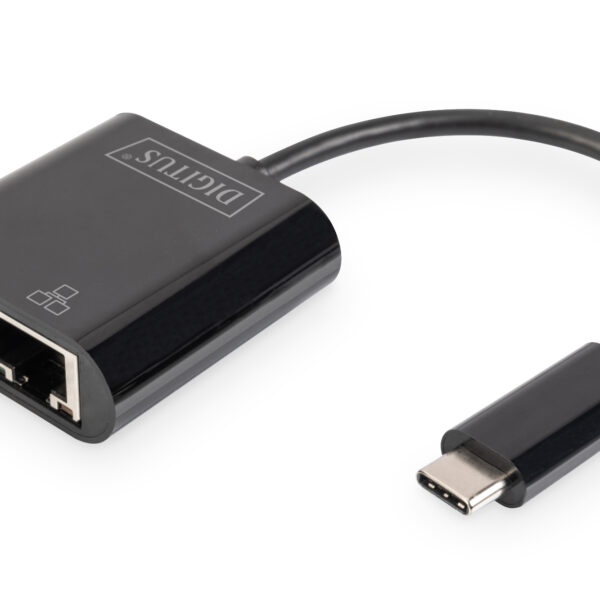 Digitus | USB-Type-C Gigabit Ethernet Adapter + PD with power delivery function | DN-3027 | Black | USB-C port to a Gigabit network connection