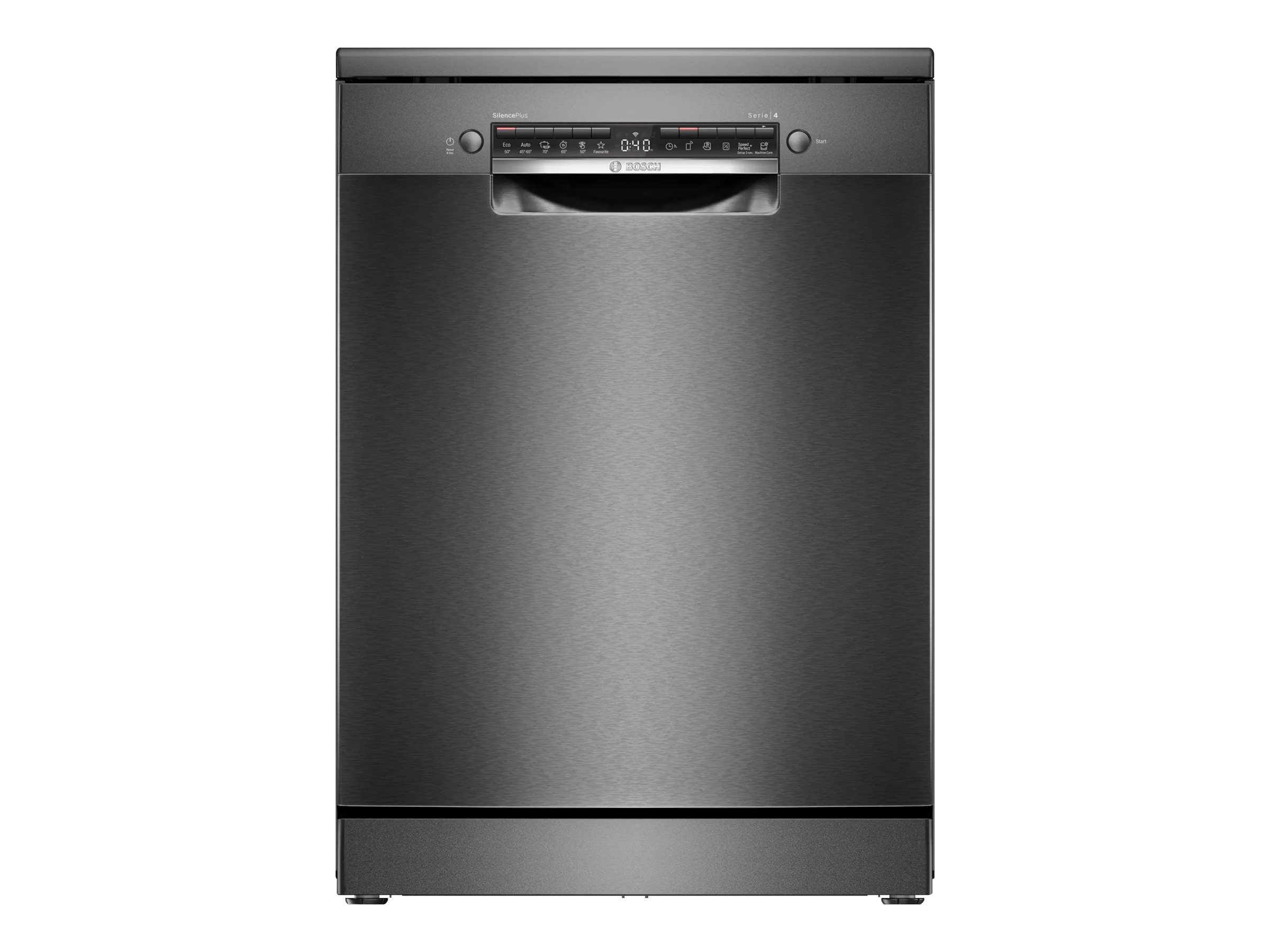 Dishwasher | SMS4EMC06E | Free standing | Width 60 cm | Number of place settings 14 | Number of programs 6 | Energy efficiency class B | Display | AquaStop function | Black inox - Image 2