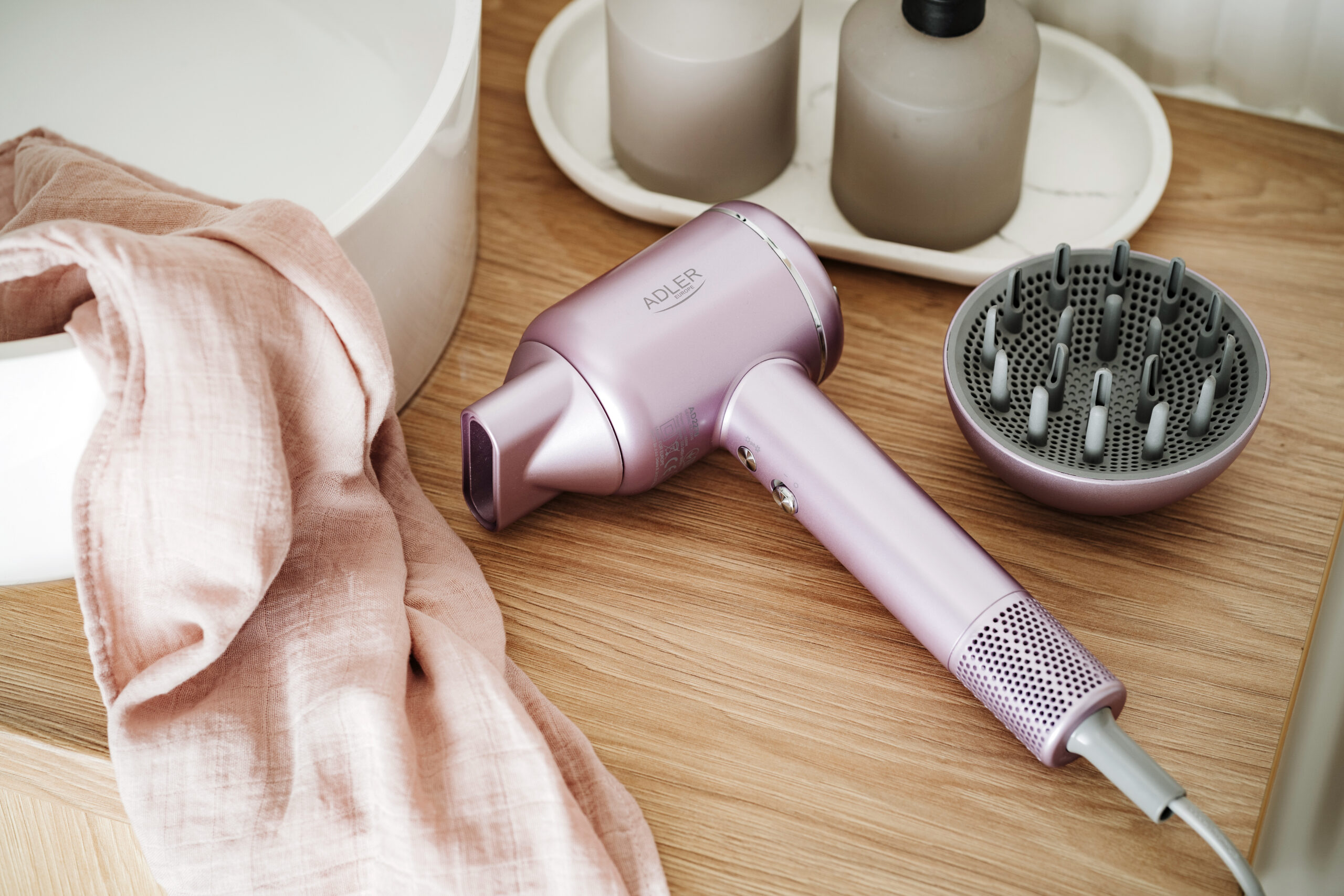 Adler Hair Dryer | AD 2270p SUPERSPEED | 1600 W | Number of temperature settings 3 | Ionic function | Diffuser nozzle | Pink - Image 15