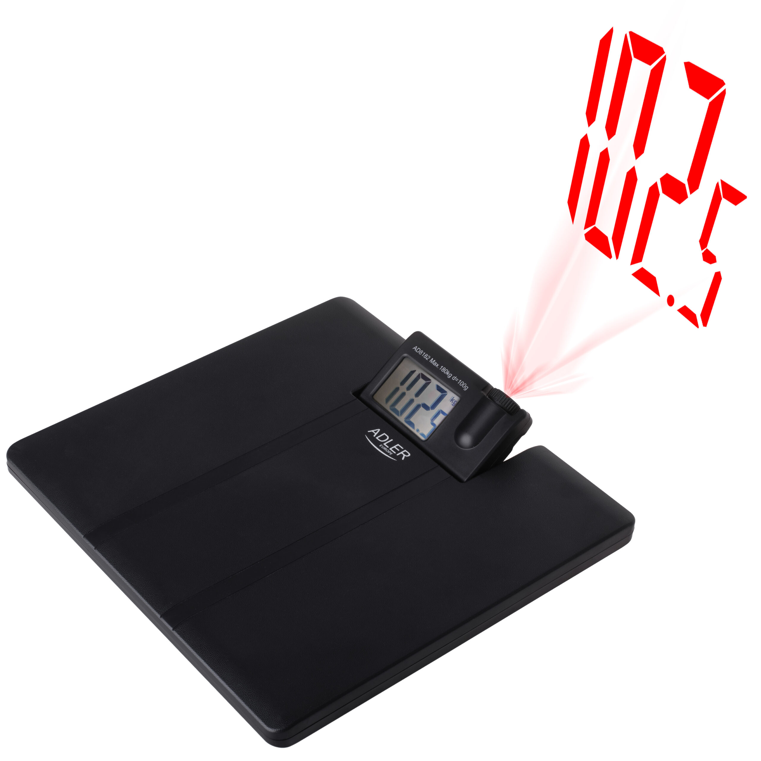 Adler | Bathroom Scale with Projector | AD 8182 | Maximum weight (capacity) 180 kg | Accuracy 100 g | Black - Image 3