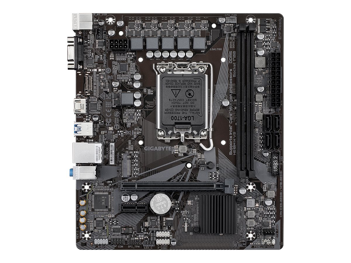 Gigabyte | H610M H V2 G1.0 | Processor family Intel | Processor socket LGA1700 | DDR5 | Supported hard disk drive interfaces M.2, SATA | Number of SATA connectors 4 - Image 2