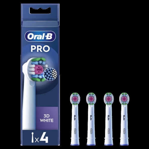 Oral-B | Replaceable toothbrush heads | EB18-4 3D White Pro | Heads | For adults | Number of brush heads included 4 | White