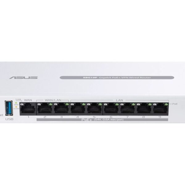 9-Port Gigabit PoE+ VPN Wired Router | EBG19P | 802.11ac | Ethernet LAN (RJ-45) ports 8 | Mesh Support Yes | MU-MiMO No | 5G | Antenna type Internal