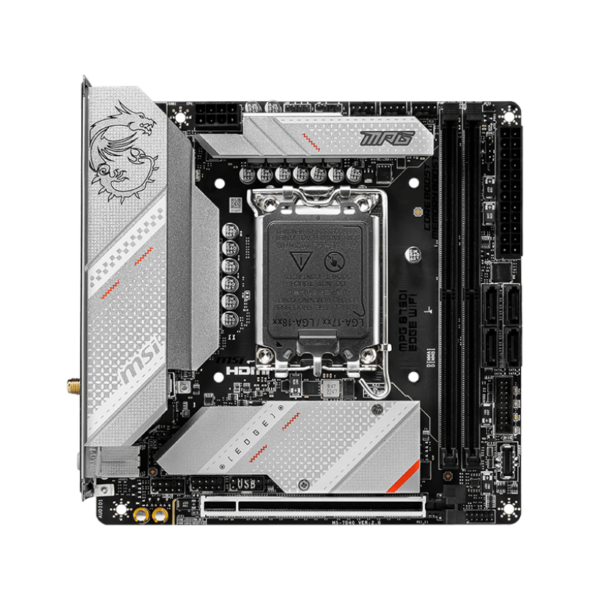MSI | MPG B760I EDGE WIFI | Processor family Intel | Processor socket  LGA1700 | DDR5 DIMM | Memory slots 2 | Supported hard disk drive interfaces SATA, M.2 | Number of SATA connectors 4 | Chipset Intel B760 | Mini-ITX