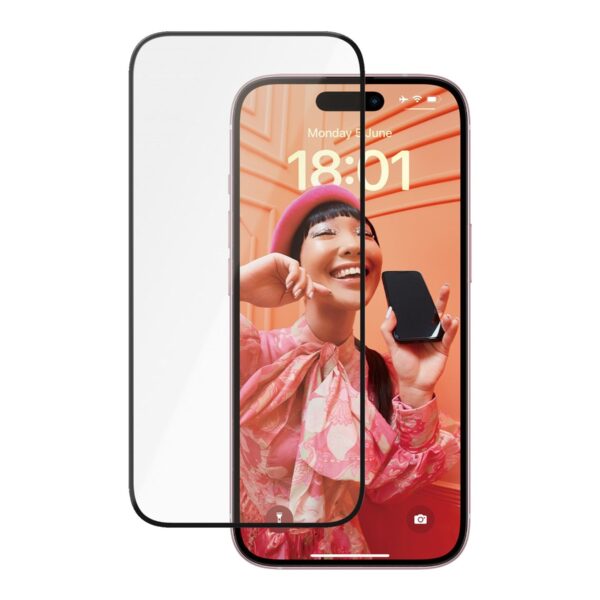 PanzerGlass | Screen protector | Apple | iPhone 15 | Ceramic, Tempered glass, Polyethylene terephthalate (PET) | Black/Transparent | Ultra-Wide Fit w. EasyAligner