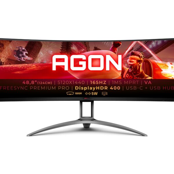 AOC | Gaming Monitor | AG493UCX2 | 49 " | VA | DQHD | 32:9 | 165 Hz | 1 ms | 5120 x 1440 pixels | 550 cd/m² | HDMI ports quantity 3 | Black | Warranty 36 month(s)