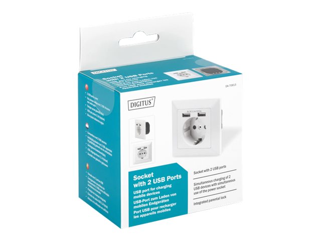 Digitus Safety socket for flush mounting with 2 USB ports | DA-70613 - Image 5