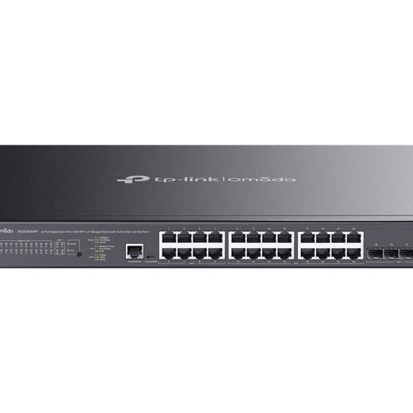 TP-LINK Switch | SG3428XMPP Omada | Managed L2 | Rackmountable | Gigabit Ethernet (copper) ports quantity 24 | SFP+ ports quantity 4 | PoE+ ports quantity 16 & 8x PoE++
