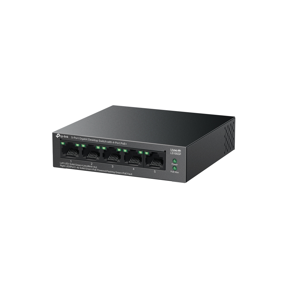 TP-LINK | 5-Port Gigabit Desktop Switch with 4-Port PoE+ | LS105GP | Unmanaged | Desktop - Image 3