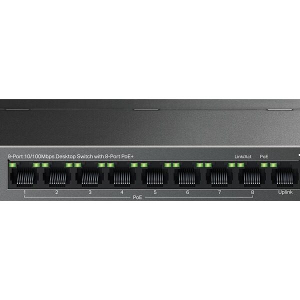 TP-LINK | 9-Port 10/100 Mbps Desktop Switch with 8-Port PoE+ | LS109P | Unmanaged | Desktop | 10/100 Mbps (RJ-45) ports quantity 9