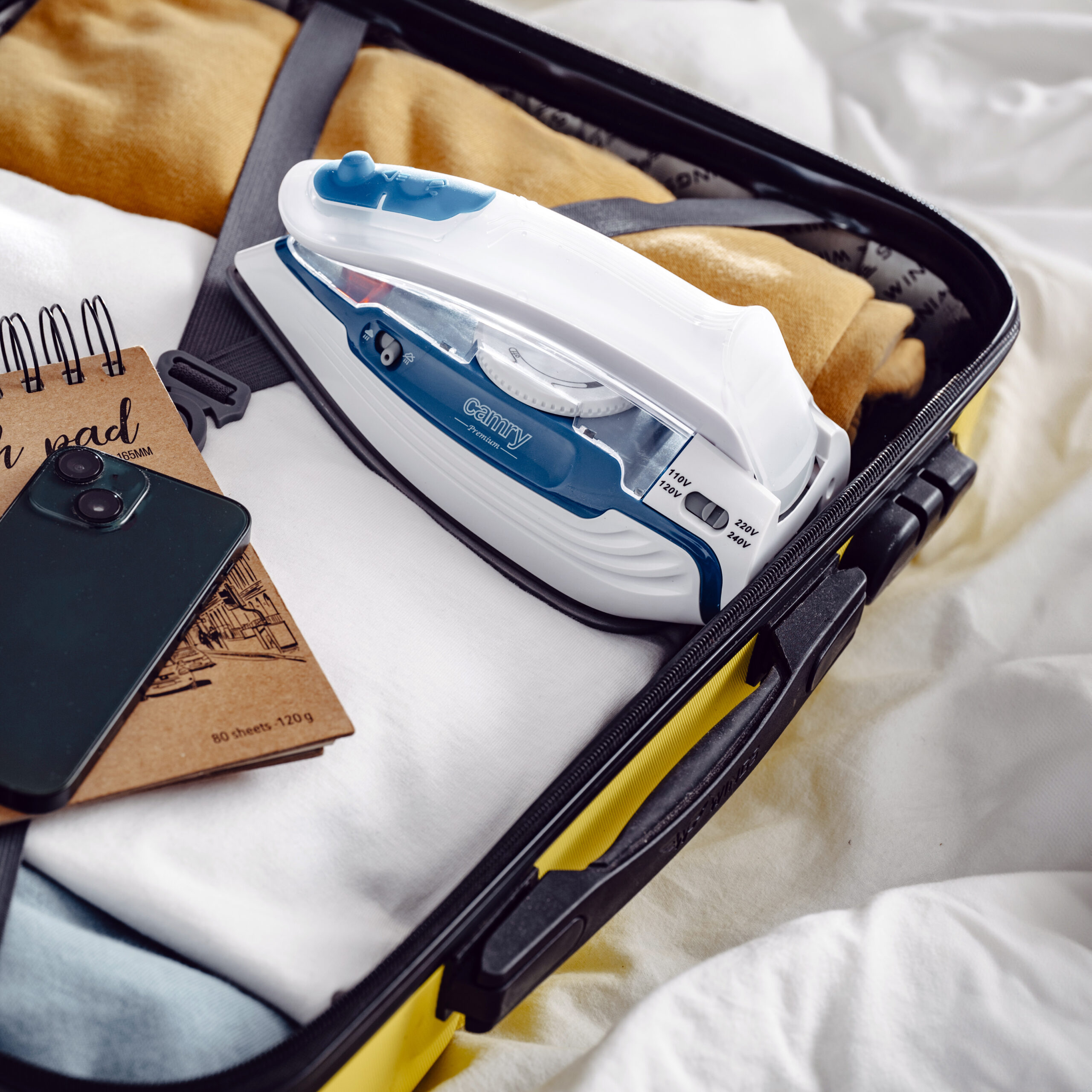 Camry CR 5040 | Steam travel iron | 1600 W | Water tank capacity 80 ml | Continuous steam 10 g/min | Steam boost performance 50 g/min | Blue/White - Image 12