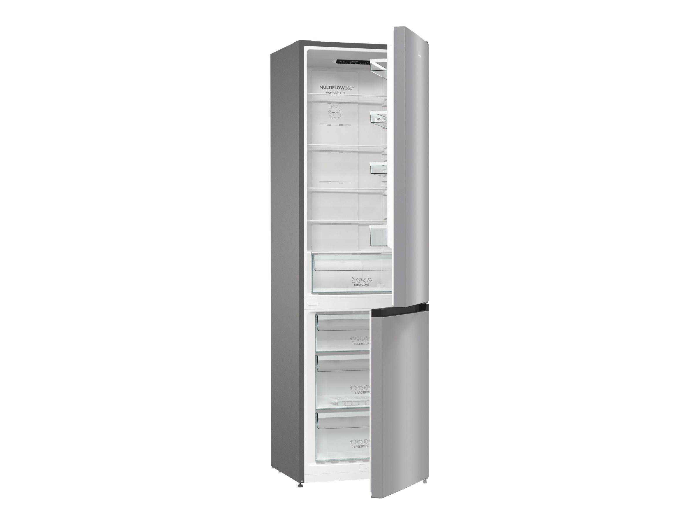 Gorenje Refrigerator | NRK6202ES4 | Energy efficiency class E | Free standing | Combi | Height 200 cm | No Frost system | Fridge net capacity 235 L | Freezer net capacity 96 L | Display | 38 dB | Grey - Image 10