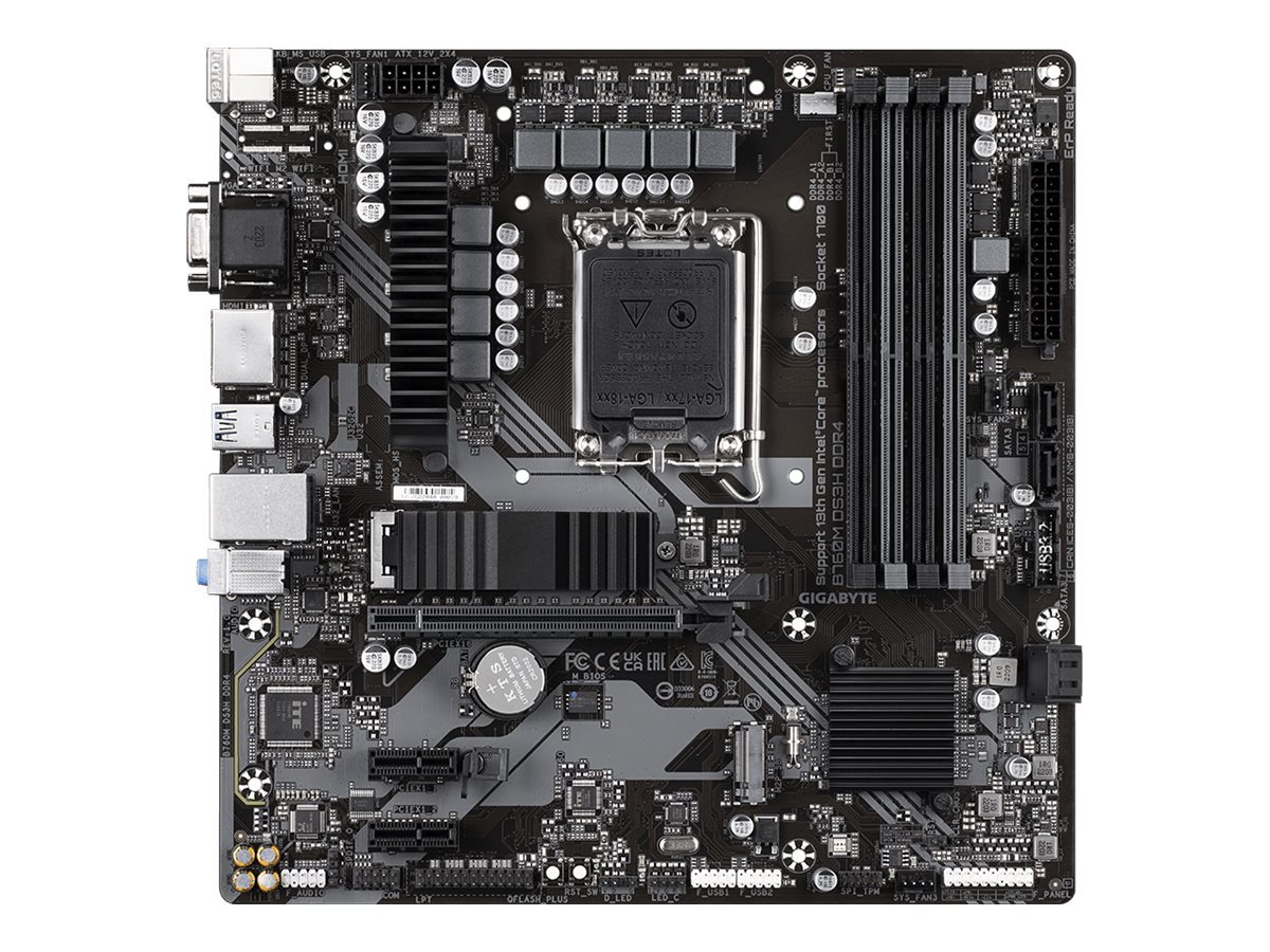Gigabyte B760M D3HP DDR4 | Processor family Intel | Processor socket LGA1700 | DDR4 | Supported hard disk drive interfaces M.2, SATA | Number of SATA connectors 4