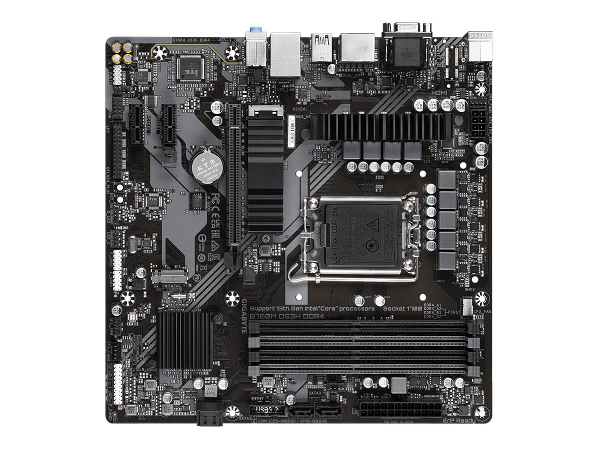 Gigabyte B760M D3HP DDR4 | Processor family Intel | Processor socket LGA1700 | DDR4 | Supported hard disk drive interfaces M.2, SATA | Number of SATA connectors 4 - Image 3