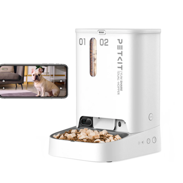PETKIT | Feeder with Camera | P591 YumShare Dual-hopper | Capacity 2+3 L | White