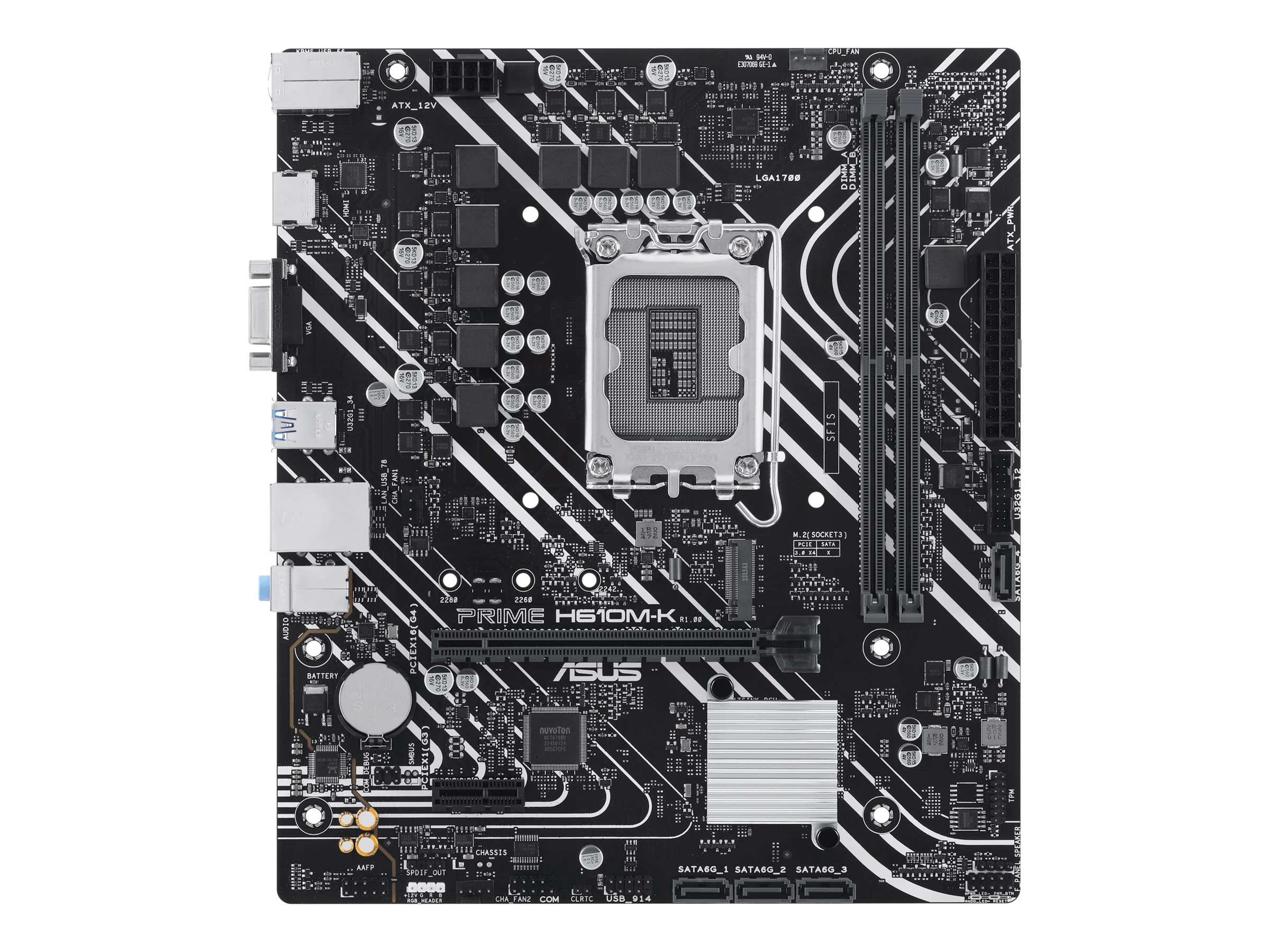 Asus Processor family Intel | Processor socket LGA1700 | DDR5 DIMM | Supported hard disk drive interfaces SATA, M.2 | Number of SATA connectors 4