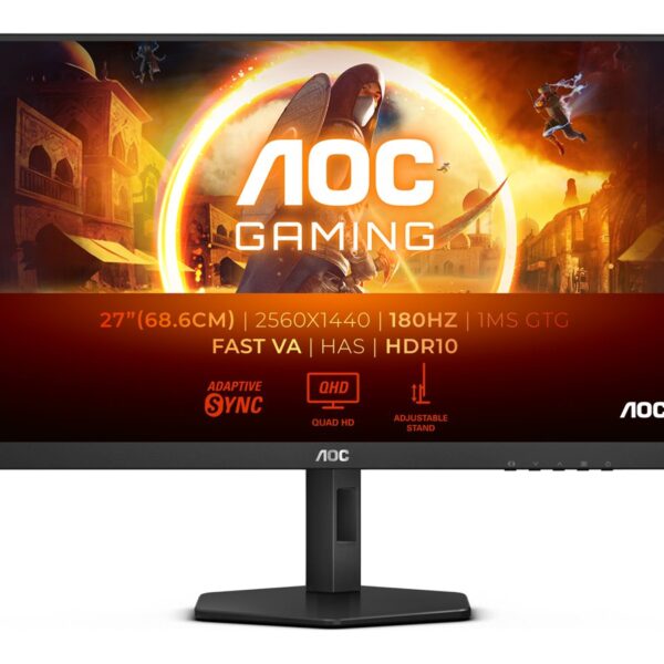 AOC | Q27G4XN | 27 " | VA | QHD | 16:9 | 180 Hz | 1 ms | 2560 x 1440 pixels | 300 cd/m² | HDMI ports quantity 2 | Warranty 36 month(s)
