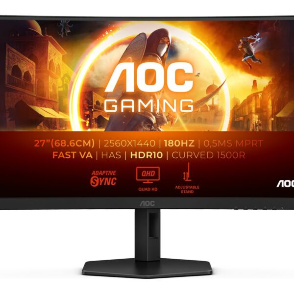 AOC | CQ27G4X | 27 " | VA | QHD | 16:9 | 180 Hz | 1 ms | 2560 x 1440 pixels | 300 cd/m² | HDMI ports quantity 2 | Warranty 36 month(s)