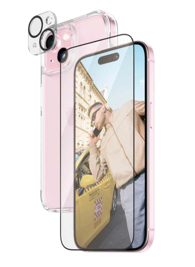PanzerGlass | Panzerglass 3-in-1 Pack | iPhone | iPhone 15 | Clear | Wireless charging compatible. Scratch and shock resistant | PicturePerfect Camera Lens Protector, a wireless charging compatible HardCase and an Ultra-Wide Fit Screen Protector