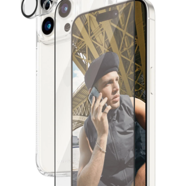 PanzerGlass | Panzerglass 3-in-1 Pack | iPhone | iPhone 15 Pro | Clear | PicturePerfect Camera Lens Protector, a wireless charging compatible HardCase and an Ultra-Wide Fit Screen Protector