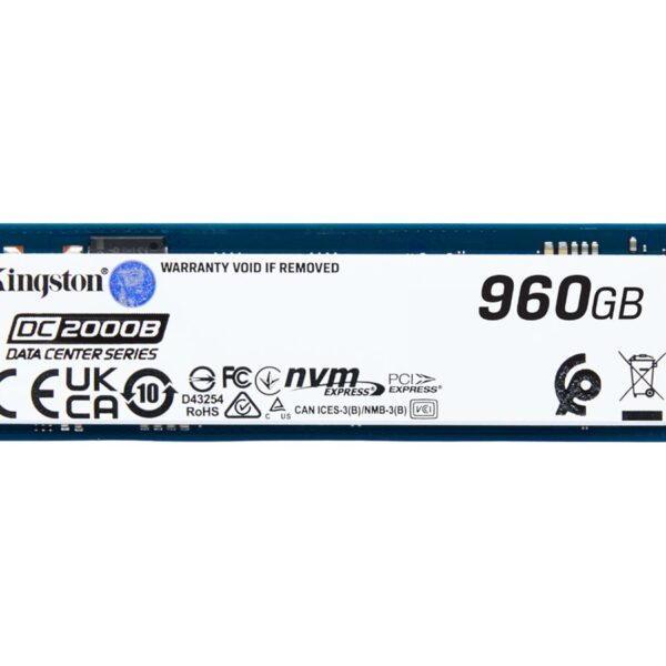 Kingston SSD | DC2000B | 960 GB | SSD form factor M.2 2280 | Solid-state drive interface PCIe NVMe Gen 4.0 (x4) | Read speed 7000 MB/s | Write speed 1300 MB/s
