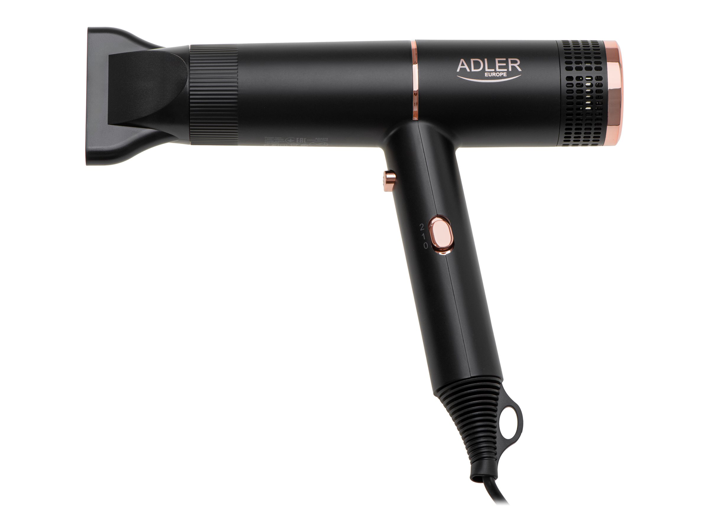 Adler Hair Dryer | AD 2278 | 1400 W | Number of temperature settings 2 | Ionic function | Black - Image 2