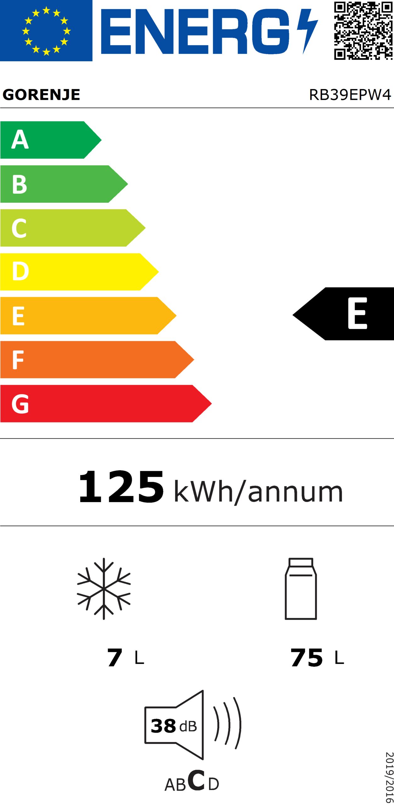 Gorenje Refrigerator | RB39EPW4 | Energy efficiency class E | Freestanding | Larder | Height 84.2 cm | 38 dB | White - Image 5