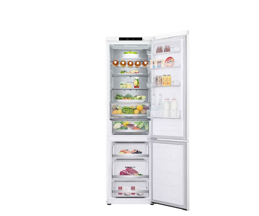 LG | Refrigerator | GBV5240DSW | Energy efficiency class D | Free standing | Combi | Height 203 cm | No Frost system | Fridge net capacity 277 L | Freezer net capacity 110 L | Display | 35 dB | White - Image 3