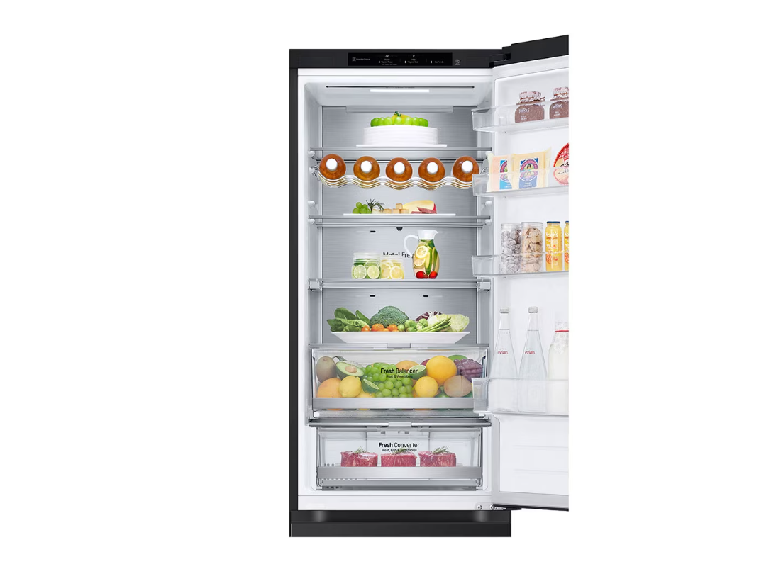 LG | Refrigerator | GBV7280CEV | Energy efficiency class C | Free standing | Combi | Height 203 cm | No Frost system | Fridge net capacity 277 L | Freezer net capacity 110 L | Display | 35 dB | Black - Image 7