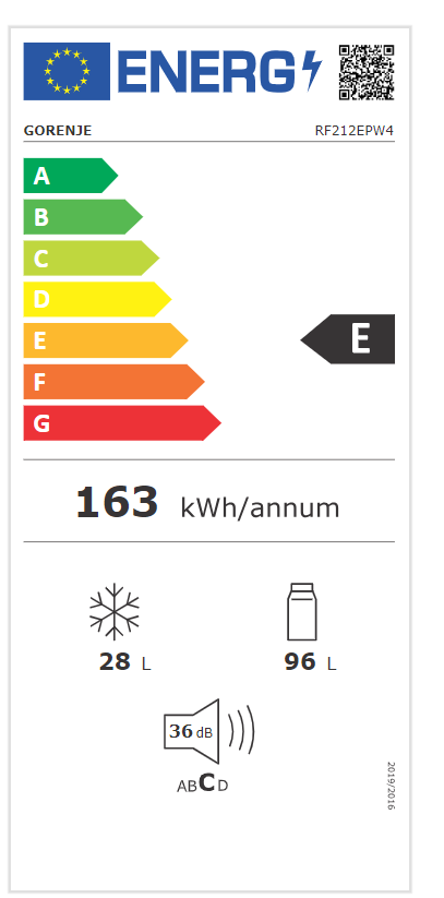 Gorenje | Refrigerator | RF212EPW4 | Energy efficiency class E | Free standing | Double Door | Height 117 cm | Fridge net capacity 96 L | Freezer net capacity 28 L | 36 dB | White - Image 5