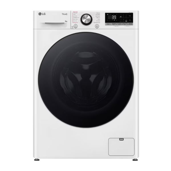 LG | Washing machine | F2WR709S2W | Energy efficiency class A | Front loading | Washing capacity 9 kg | 1200 RPM | Depth 47.5 cm | Width 60 cm | LED | Steam function | Direct drive | Wi-Fi | White