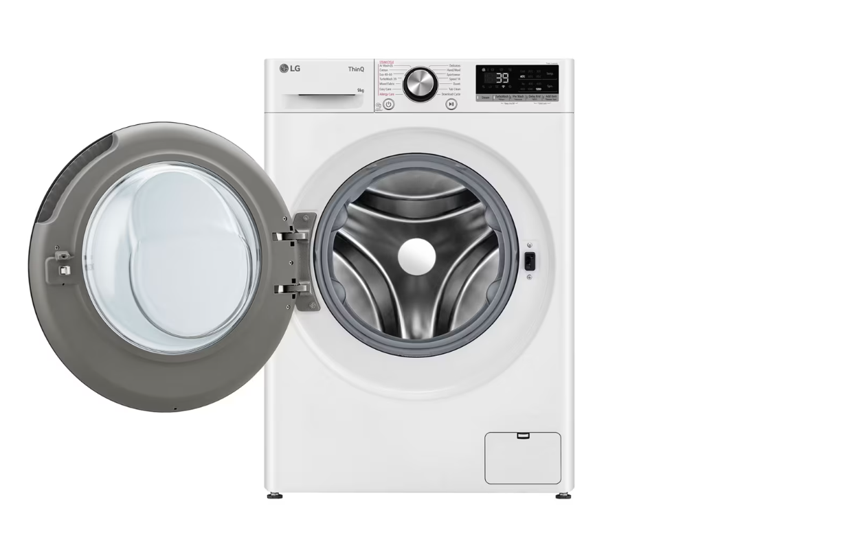 LG | Washing machine | F2WR709S2W | Energy efficiency class A | Front loading | Washing capacity 9 kg | 1200 RPM | Depth 47.5 cm | Width 60 cm | LED | Steam function | Direct drive | Wi-Fi | White - Image 3