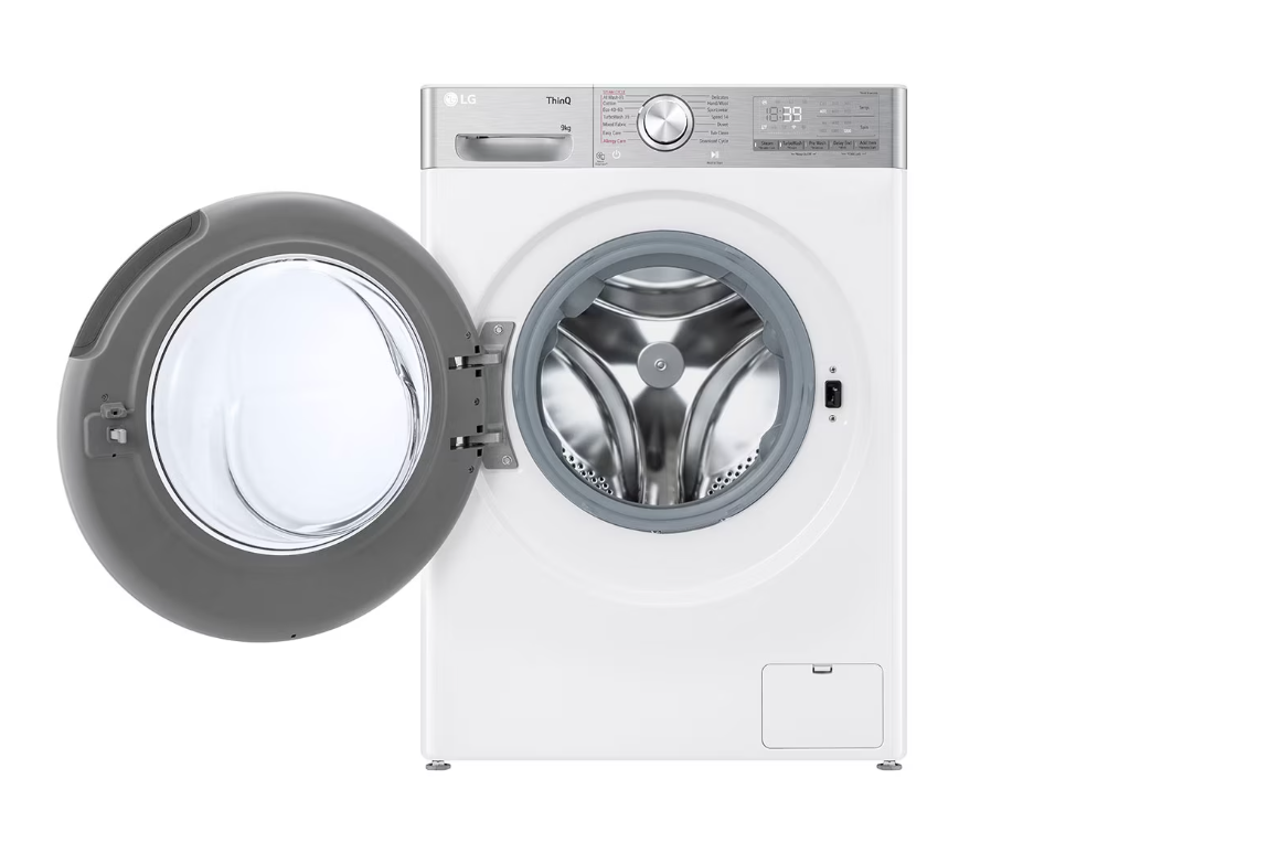 LG | Washing Machine | F2WR909P3W | Energy efficiency class A | Front loading | Washing capacity 9 kg | 1200 RPM | Depth 47.5 cm | Width 60 cm | LED | Steam function | Direct drive | Wi-Fi | White - Image 3