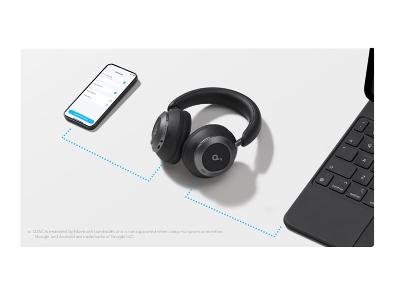 Anker Soundcore | Foldable Headphones | Space One Pro | Bluetooth | Over-ear | Microphone | Jet Black | Wireless - Image 6