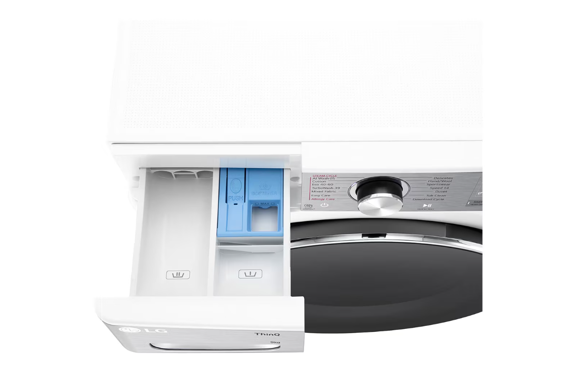 LG | Washing Machine | F2WR909P3W | Energy efficiency class A | Front loading | Washing capacity 9 kg | 1200 RPM | Depth 47.5 cm | Width 60 cm | LED | Steam function | Direct drive | Wi-Fi | White - Image 8