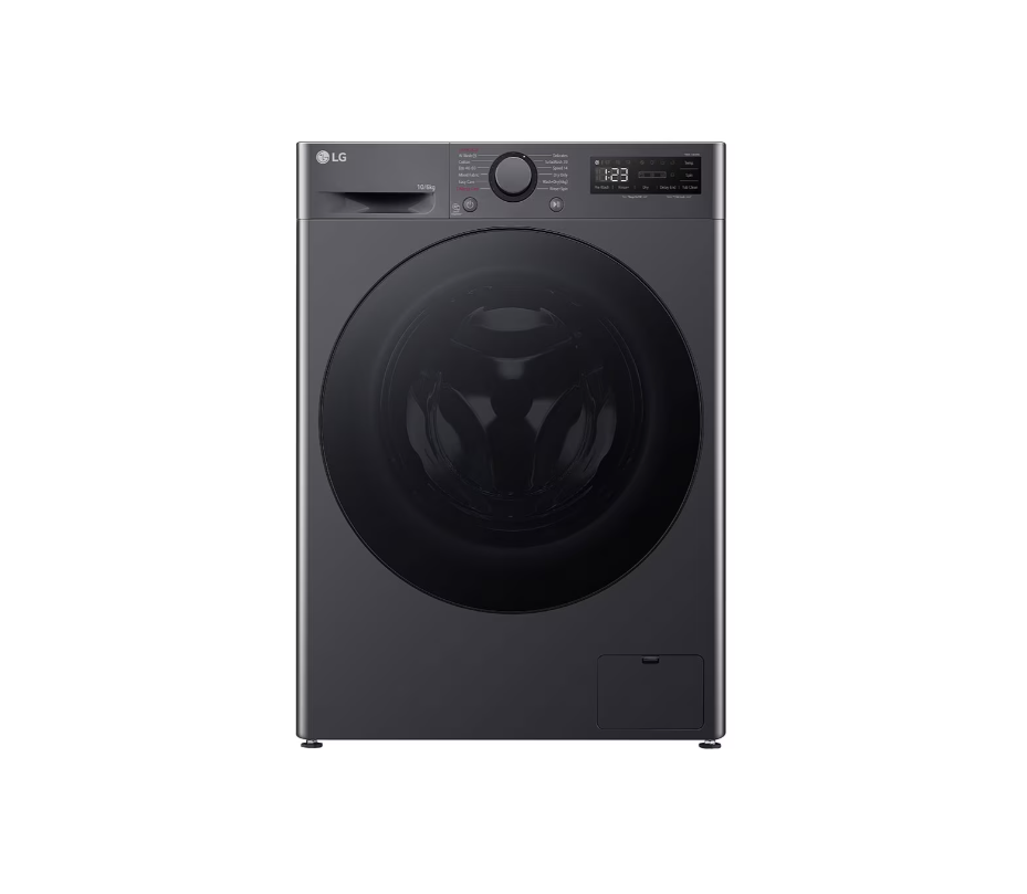 LG | Washing machine with dryer | F4DR510S2M | Energy efficiency class A | Front loading | Washing capacity 10 kg | 1400 RPM | Depth 56.5 cm | Width 60 cm | Display | LED | Drying system | Drying capacity 6 kg | Steam function | Direct drive | Middle Black