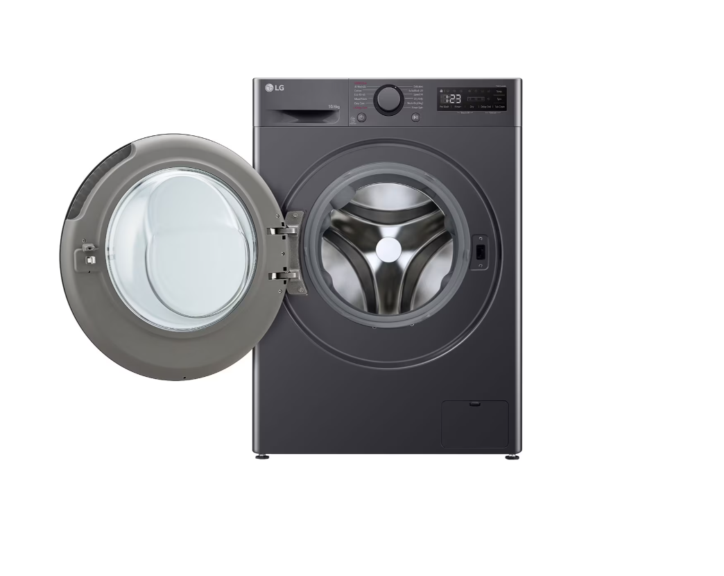 LG | Washing machine with dryer | F4DR510S2M | Energy efficiency class A | Front loading | Washing capacity 10 kg | 1400 RPM | Depth 56.5 cm | Width 60 cm | Display | LED | Drying system | Drying capacity 6 kg | Steam function | Direct drive | Middle Black - Image 3