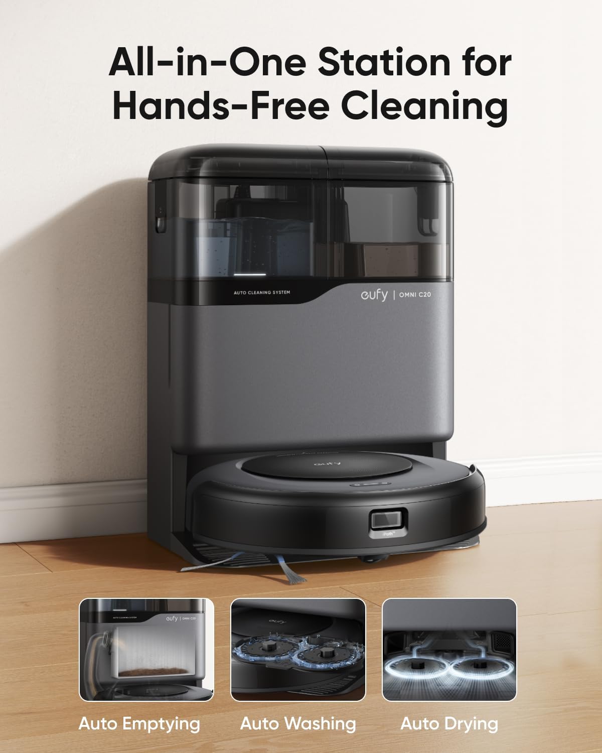 Anker Eufy | Robot Vacuum Cleaner with All-in-One Station | Omni C20 | Wet&Dry | 7000 Pa | Gray - Image 4