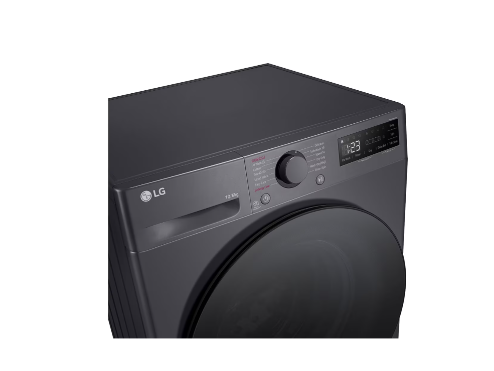 LG | Washing machine with dryer | F4DR510S2M | Energy efficiency class A | Front loading | Washing capacity 10 kg | 1400 RPM | Depth 56.5 cm | Width 60 cm | Display | LED | Drying system | Drying capacity 6 kg | Steam function | Direct drive | Middle Black - Image 4