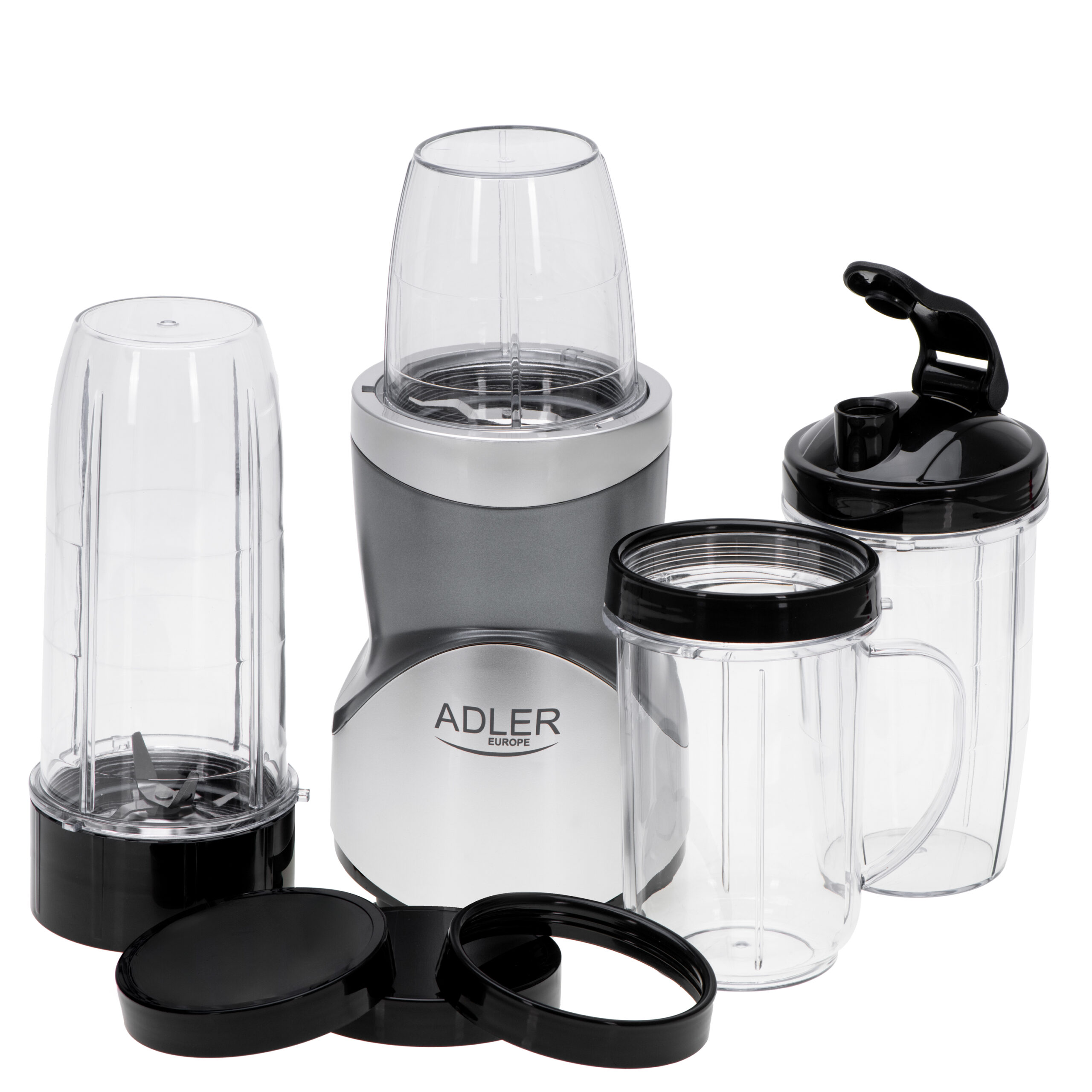Adler Blender Smoothie Set | AD 4084 | Tabletop | 1200 W | Jar material BPA-Free | Jar capacity 0.3+0.5+0.5+0.7 L | Ice crushing | Stainless Steel - Image 6