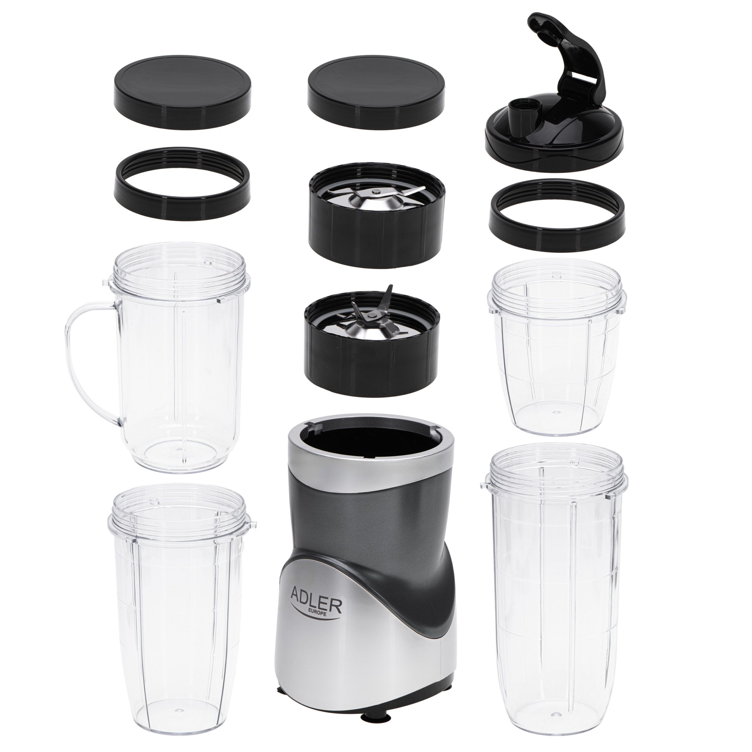 Adler Blender Smoothie Set | AD 4084 | Tabletop | 1200 W | Jar material BPA-Free | Jar capacity 0.3+0.5+0.5+0.7 L | Ice crushing | Stainless Steel - Image 7