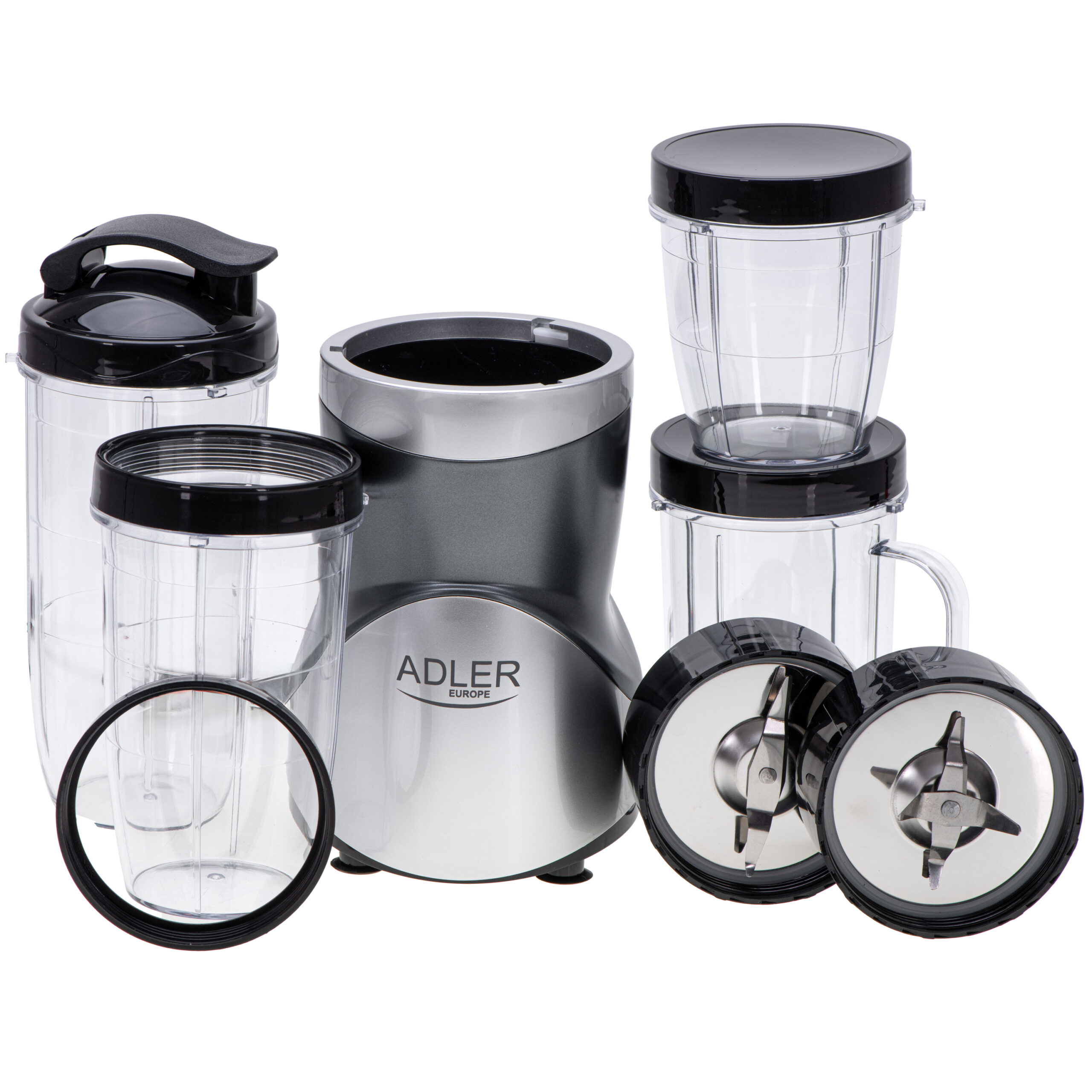 Adler Blender Smoothie Set | AD 4084 | Tabletop | 1200 W | Jar material BPA-Free | Jar capacity 0.3+0.5+0.5+0.7 L | Ice crushing | Stainless Steel - Image 9